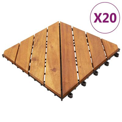 vidaXL Декинг плочки, 20 бр, кафяви, 30x30 см, акация масив