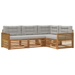 vidaXL Комплект дивани за открито 4 pcs Натурално и светлосиво