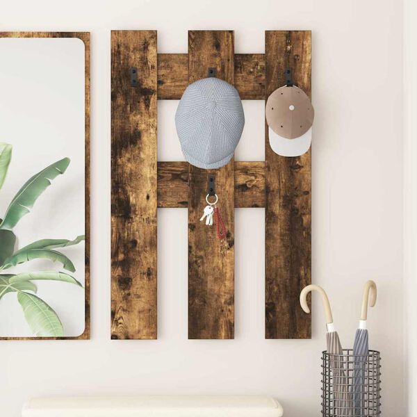 vidaXL Стенен закачалка за палта Димян дъб 65 x 3 x 100 см