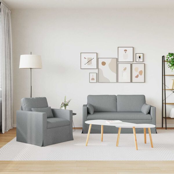 vidaXL Диван 140cm 2 pcs Светлосиво Метал