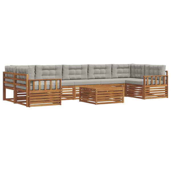 vidaXL Комплект дивани за открито 8 pcs Естествено и светло сиво