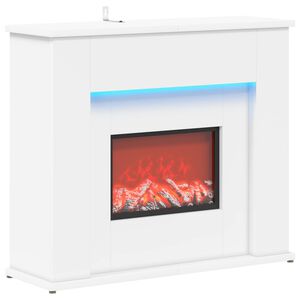 vidaXL Камина с LED лента Бяло 63 x 20 x 54,5 cm Инженерна дървесина