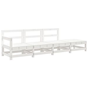 vidaXL Градински лаундж комплект, 4 части, бял, бор масив