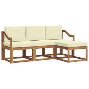 vidaXL Комплект дивани за открито 4 pcs Натурален и Крема