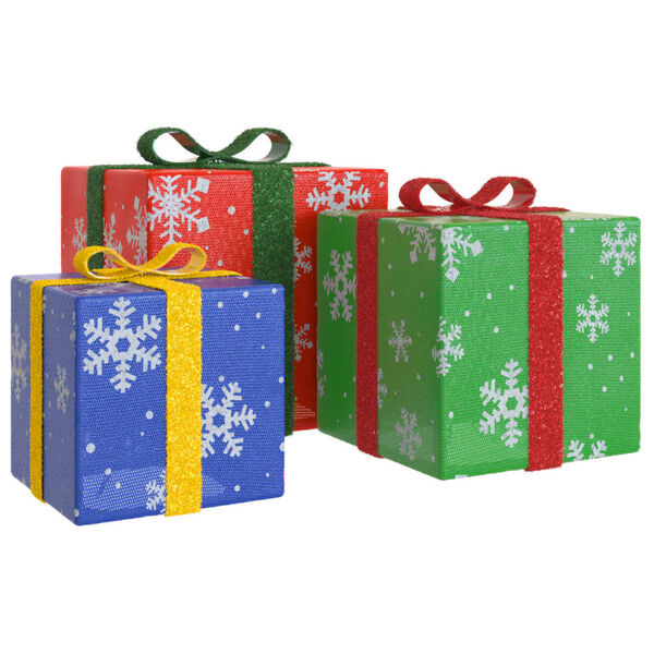 vidaXL Светещи коледни кутии, 3 бр, 64 LED светлини, топло бяло