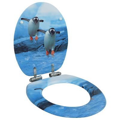 vidaXL Тоалетна седалка капак с плавно затваряне МДФ дизайн пингвини