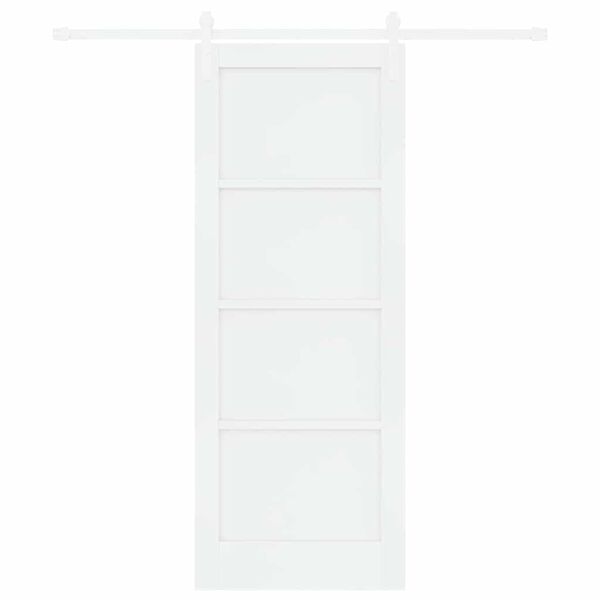 vidaXL Преплъзваща се врата Бяло 78 x 202 см Солидно борово дърво