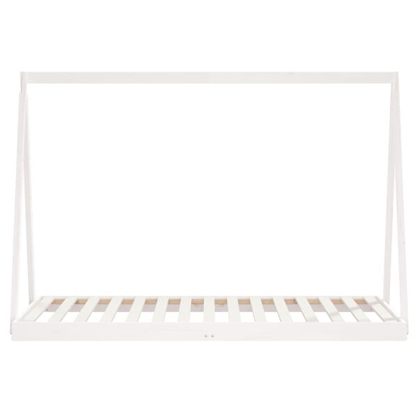 vidaXL Детска рамка за легло, бяла, 90x190 см, бор масив