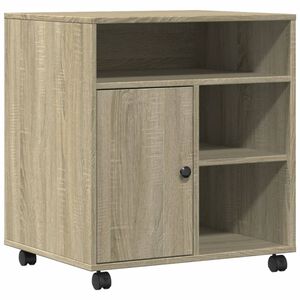 vidaXL Стойка за принтер с колелца, сонома дъб, 60x50x67 см