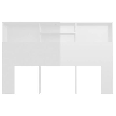 vidaXL Табла за легло тип шкаф, бял гланц, 160x19x103,5 см