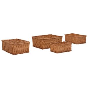 vidaXL Комплект от 4 прибиращи се кошници, кафяв, върба