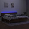vidaXL Боксспринг легло с матрак и LED, тъмнокафява, 200x200 см, плат