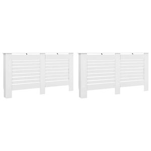 vidaXL Паравани за радиатори, 2 бр, бели, 152x19x81,5 см, МДФ