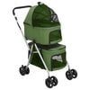 vidaXL Сгъваема количка за кучета, зелена, 83x48x97 см, Оксфорд плат