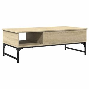 vidaXL Кафе маса, дъб сонома, 100x50x35 см, инженерно дърво и метал