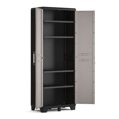 Keter Шкаф за съхранение с рафтове Pro, черно и сиво