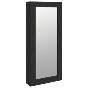 vidaXL Огледален шкаф за бижута, стенен монтаж, черен, 30x8,5x67 см