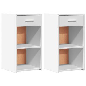 vidaXL Нощни шкафчета, 2 бр, бели, 35x34x65 см, инженерно дърво