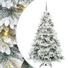 vidaXL С изкуствено коледно дърво с поставка Бяло 180 cm PE и PVC