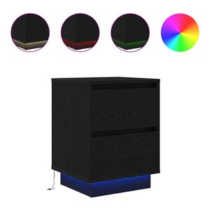 vidaXL Нощно шкафче с LED осветление черно 38x34x50 cm