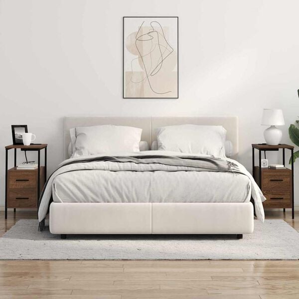 vidaXL Нощен шкаф 2 pcs Кафяв дъб 30 x 48 x 61 см Инженерно дърво