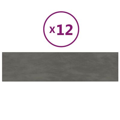 vvidaXL Стенни панели, 12 бр, тъмносиви, 60x15 см, плат, 1,08 м²