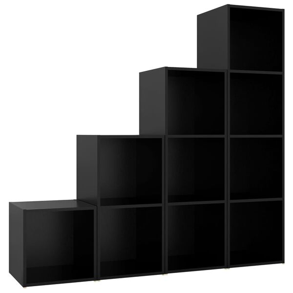 vidaXL Комплект ТВ шкафове от 4 части, черен, инженерно дърво
