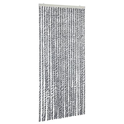 vidaXL Ресни за врата против мухи, черно и бяло, 56x185 см, шенил