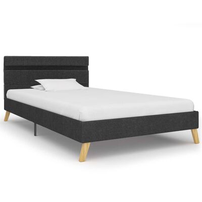 vidaXL Рамка за легло с LED, тъмносива, текстил, 100x200 см