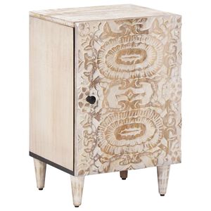 vidaXL Шкаф за баня Бяло 38 x 33,5 x 58 см Солидно мангово дърво