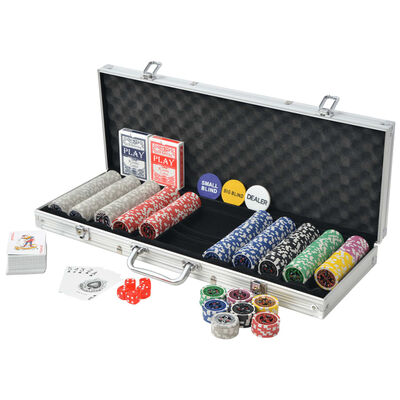 vidaXL Покер комплект с 500 лазерни чипа, алуминий