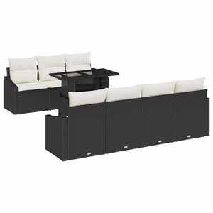 vidaXL Градински Софа Комплект 8 pcs Черен и кремав полиратан