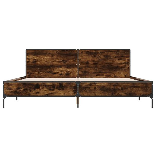 vidaXL Рамка за легло, опушен дъб, 180x200 см, инженерно дърво и метал