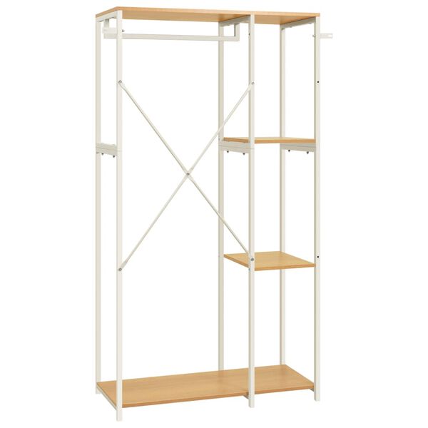 vidaXL Гардероб, бяло и дъб, 90x40x167 см, метал и ПДЧ