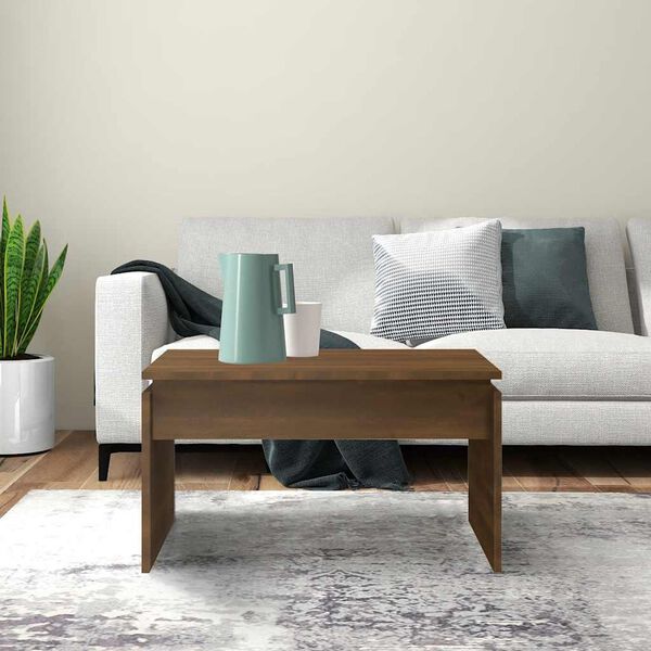 vidaXL Кафе маса, кафяв дъб, 68x50x38 см, инженерно дърво