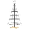 vidaXL Коледно дърво с конус с поставка Черно 126 cm Стомана