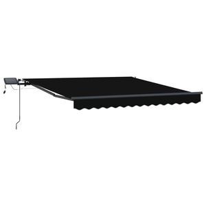 vidaXL Прибираща се тента Черно 350 x 250 cm Тъкан и алуминий