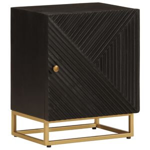 vidaXL Нощно шкафче, черно, 40x30x50 см, мангово дърво масив и желязо
