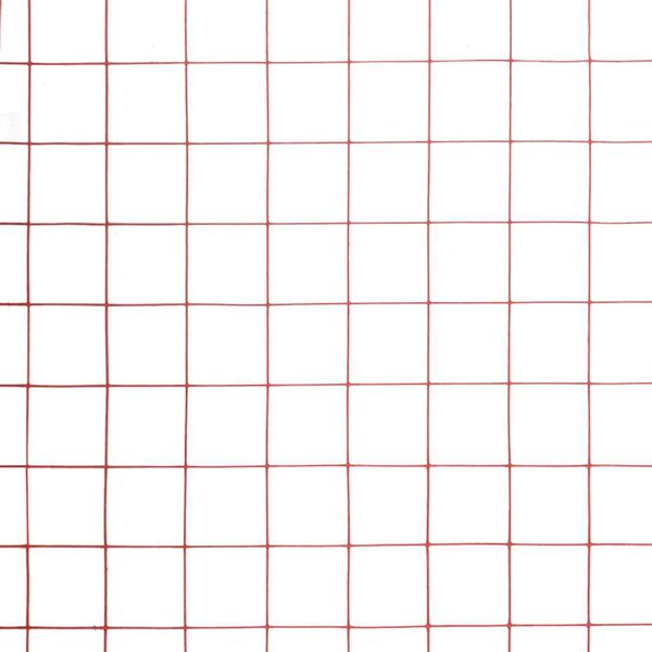 vidaXL Кокошкарска мрежа, стомана с PVC покритие, 25х1 м, червена