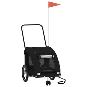 vidaXL Ремарке за колело за любимци черно Оксфорд плат и желязо