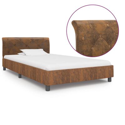 vidaXL Рамка за легло, кафява, изкуствен велур, 100x200 см
