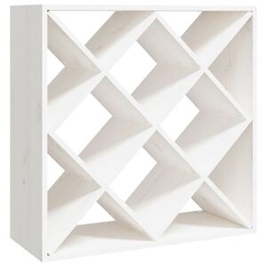vidaXL Шкаф за вино, бял, 62x25x62 см, борово дърво масив
