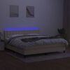 vidaXL Боксспринг легло с матрак и LED, кремаво, 160x200 см, плат