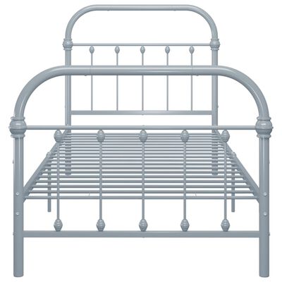 vidaXL Рамка за легло, сива, метал, 90x200 см
