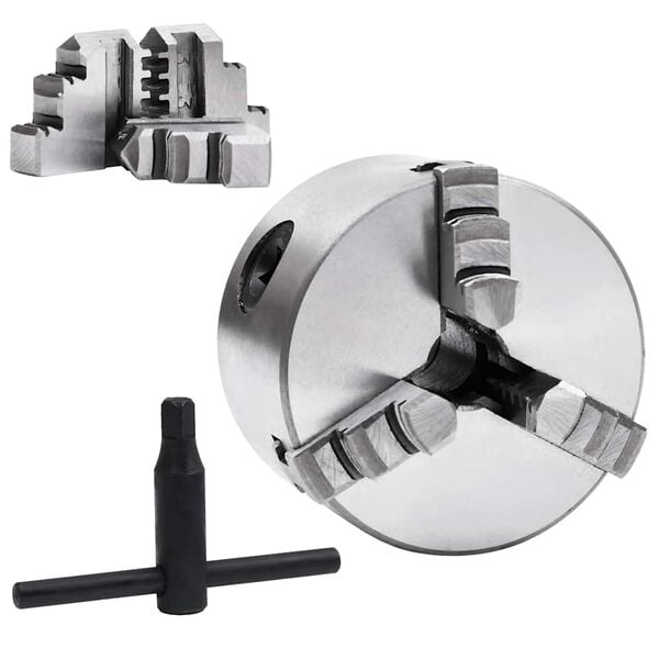 vidaXL 3-челюстен самоцентриращ патронник, 80 мм, стомана