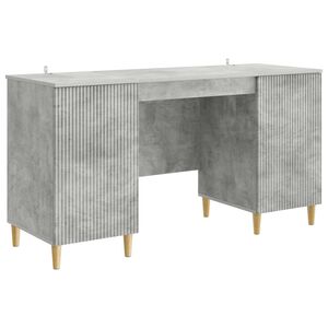 vidaXL Бюро с рафт Бетонно сиво 142,5 x 50 x 75 см Инженерна дървесина