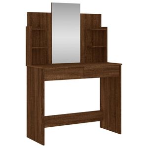 vidaXL Тоалетка с огледало, кафяв дъб, 96x39x142 см