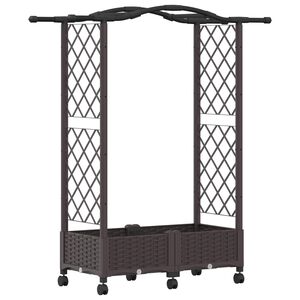 vidaXL Повдигнато легло с решетка и покривка Кафяво 164 x 40 x 138 см