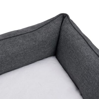 vidaXL Кучешко легло, сиво и бяло, 85,5x70x23 см, ленена визия, полар