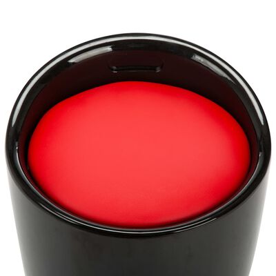 vidaXL Табуретка за съхранение, черно и червено, изкуствена кожа